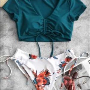 NWT Leaf Print Deep Green Bikini